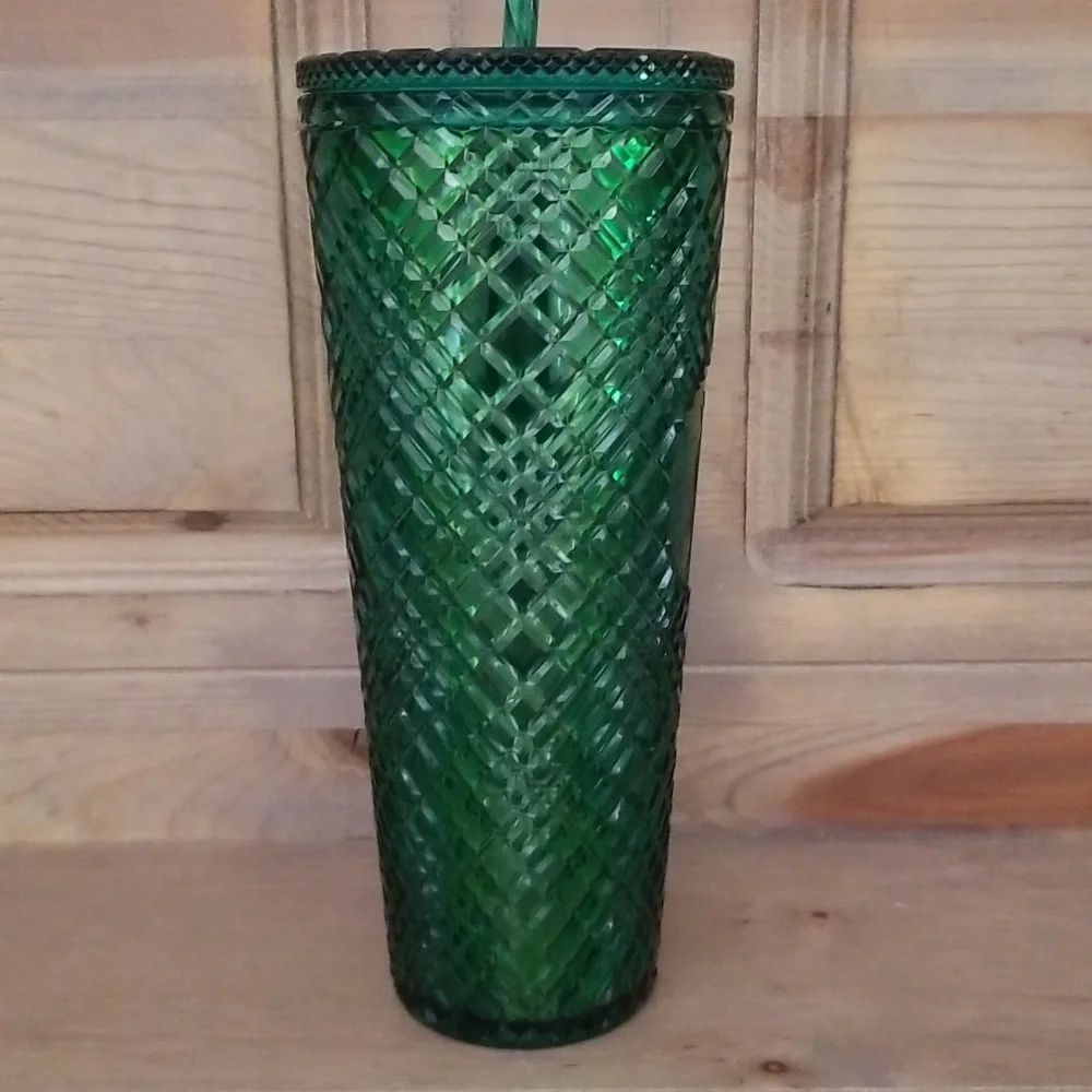 Starbucks Emerald Green Jeweled Venti Tumbler with Straw